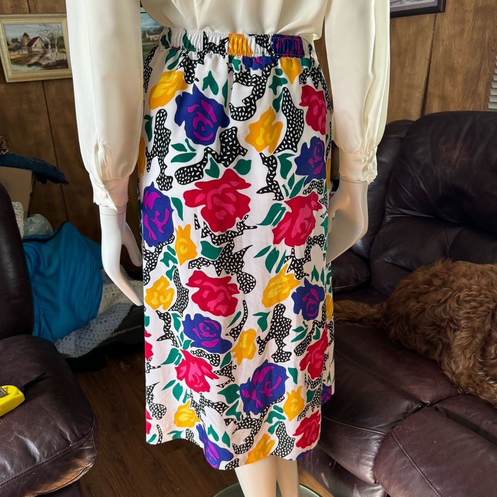 Vintage Floral Grannycore Cottagecore Pleated Skirt - Picture 4 of 6